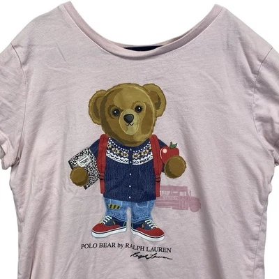 Polo Ralph Lauren Niñas Polo Escuela Oso Algodón X-Grande Talla 16 Rosa Camiseta Foto 1 de 4