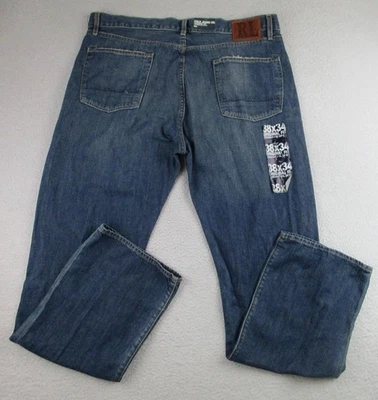 Pantalones de mezclilla Polo Ralph Lauren para hombre 38x34 azul calce original pierna recta cremallera mosca Foto 1 de 4
