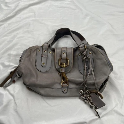 Chloe Kerala Tote Bag Gray Greige Leather Satchel with Horse Charm Japan Used - Image 1 of 4