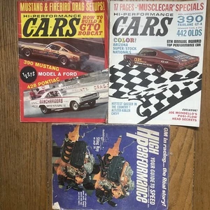 Lot 3* HI-PERFORMANCE CARS MAGAZINE Feb April 1966 Sept 67 390 Mustang Vette GTO - Foto 1 di 23
