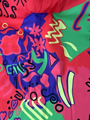 Balenciaga Italian Red Green Purple Iconic Explosion Stretch Cotton Twill by Yrd - Image 1 of 4