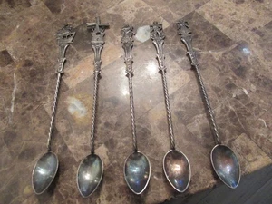 SET of 5 SILVERPLATE EPNS 90 HOLLAND SPOONS Ship Windmill Cello buckets - Picture 1 of 14