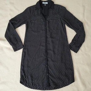 Express Women's Black White Polka-dot Button-up Shirt Dress Size XS - Picture 1 of 11