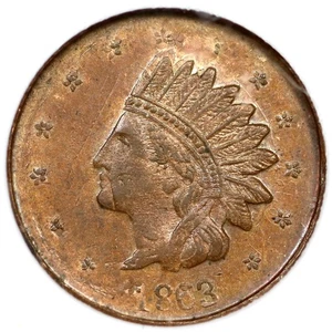 1863 F-60/346 a R-6 NGC MS 62 BN Indian Princess / CONSTITUTION Civil War Token - Picture 1 of 3
