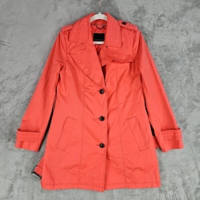 Trench coat feminino Banana Republic S coral brilhante removível forro acolchoado com cinto - Imagem 1 de 4