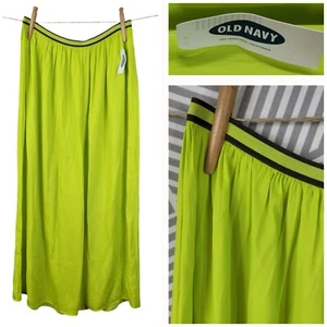 NEW Old Navy Skirt Small Elastic Waist Skirt Neon Bright Green Flowy Lightweight - Picture 1 of 7