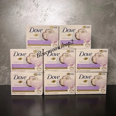 8 x 90g Dove Relaxing Soap Bar With Coconut Milk & Jasmine Petals Scent
