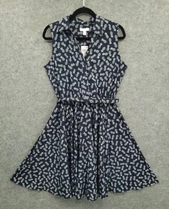 Charter Club Dress Womens 10 Sleeveless Fit & Flare Midi Collared Blue Pineapple - Picture 1 of 16