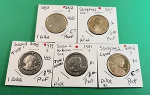 FÜNF: US PROOF SBA & SASACAGAWEA DOLLARS: 1979S 1981S 2002S 2002S 2006S - Bild 1 von 11