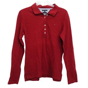 Poloshirt Tommy Hilfiger Herren Größe M Slim Fit Vintage Rot Langarm Polo - Bild 1 von 2