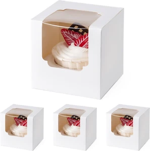 50 Pack Individual Cupcake Containers, Cupcake Boxes with Window, Food Grade Cup - Picture 1 of 12