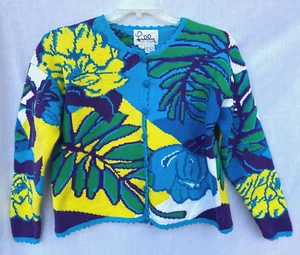 DE COLECCIÓN AÑOS 80.. LILLY PULITZER.. RECORTADO..FLORAL.. IMPRESIÓN COMPLETA.. SUÉTER.. PEQUEÑO - Imagen 1 de 3
