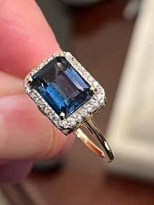 Anillo fino de cianita y circón de oro de 9 quilates - Incluye certificado  Foto 1 de 4