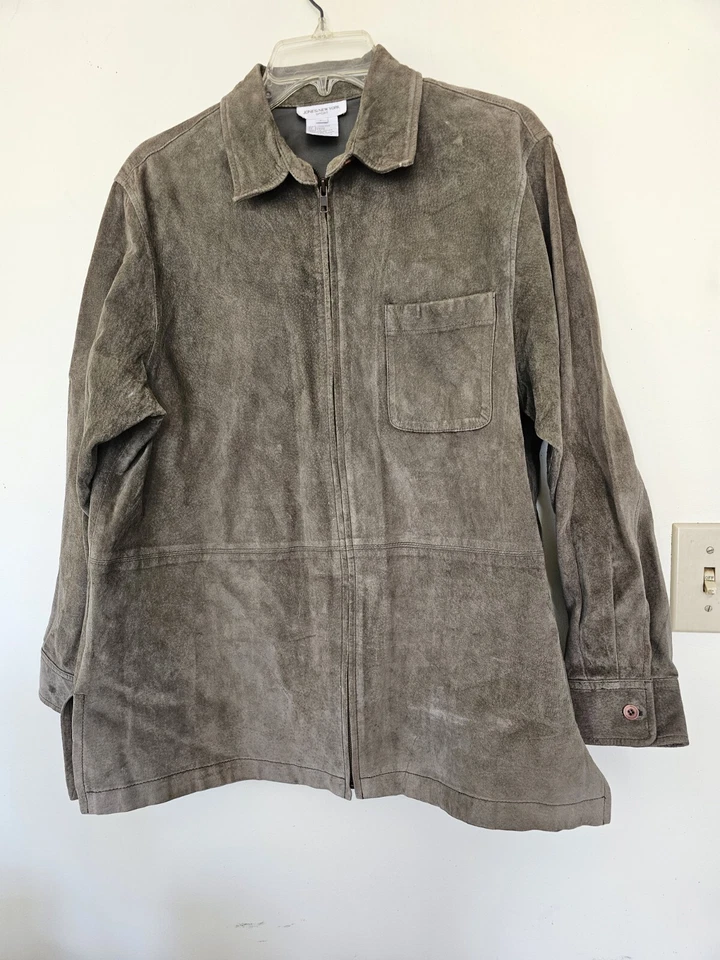 Chaqueta deportiva Jones New York para mujer gamuza cuero verde cremallera talla grande Y2k Foto 1 de 4