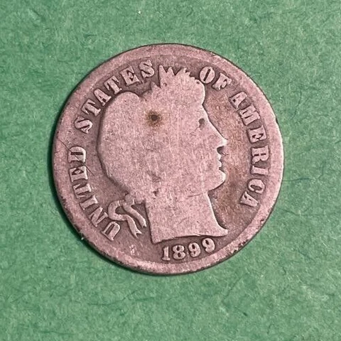 1899 P Barber Dime  **AVG** 90% Silver Dime Cover