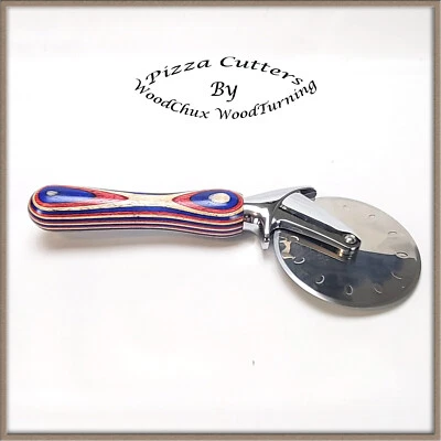 Handmade Colorgrain Wood Pizza Cutter or Ice Cream Scoop Heavy Stainless 405 - Image 1 of 4