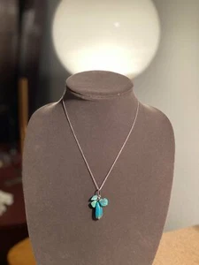 Vintage 925 Sterling & Turquoise Chunk Necklace - Picture 1 of 5