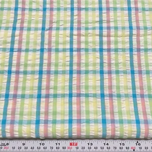 Vintage Pastel Striped Cotton SEERSUCKER Fabric by the HALF YARD 18" x 45" - Picture 1 of 2