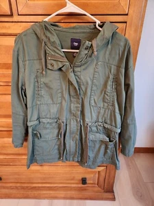 GAP Olive Green Military Utility Cargo Jacket Womens Sz XS - Zip & Button Up - Picture 1 of 6