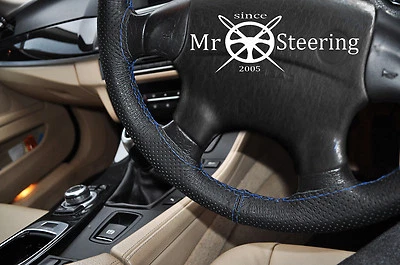 FOR JEEP G.CHEROKEE WJ 99+PERFORATED LEATHER STEERING WHEEL COVER BLUE DOUBLE ST Foto 1 de 3