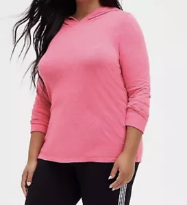 Torrid Women’s Size 1 1X XL 14-16 Neon Pink Slub Light Hoodie Sweatshirt New - Picture 1 of 9