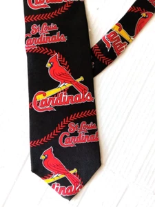 Ralph Marlin Sports 100% Silk Tie for Men St. Louis Cardinals Black and Red - Picture 1 of 15