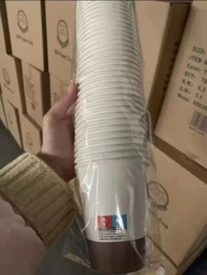 Disposable 12oz Coffee Cups Takeaway Paper Cups For Hot and Cold Drinks - Image 1 of 4