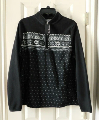 KIM ROGERS Feminino Athleisure Lã 1/4 Zíper Decote Simulado Preto P/L NOVO - Imagem 1 de 3