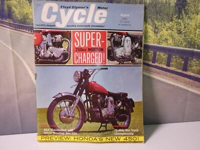 Floyd Clymers Cycle Motorcycle Magazine Aug 1965 Norton BSA Honda BMW Harley E6 - Image 1 of 4