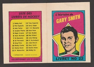 1971-72 OPC O-PEE-CHEE FOLLETOS FRANCESES # 22 GARY SMITH 20470 - Imagen 1 de 2