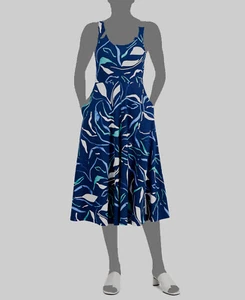 $90 Alfani Women's Blue Printed Scoop Neck Tank Dress Petite Size PM - Picture 1 of 3