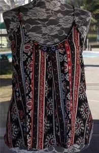 Pretty Angel Beaded Neckline Criss Cross Back Cami Shirt Sz. S/M - Picture 1 of 4