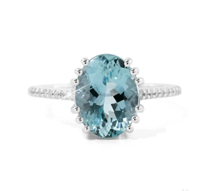 Aquamarine Wedding Rings Lab Created Moissanite Rings 925 Sterling Silver Rings - Picture 1 of 4