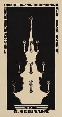 G. ADRIAANS (1898-1971), Festlicher Weihnachtsgruß mit Christbaum,  1935, HSt. - Bild 1 von 4