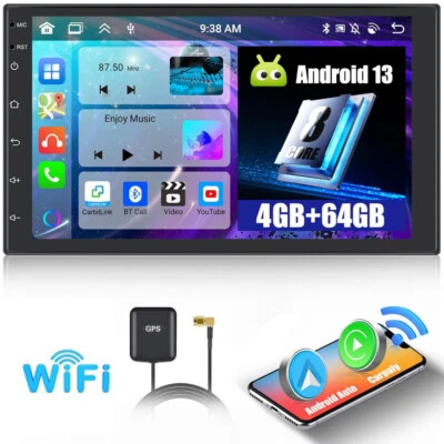 Doppel 2 DIN Android 13 4+64GB Carplay Autoradio GPS NAVI WiFi RDS Bluetooth USB - Bild 1 von 4