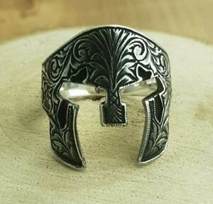 Spartan Helmet Design Solid 925 Sterling Silver Men's Ring