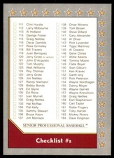 1990 Pacific Senior League Checklist 2: 111-2 Baseball Cards #218