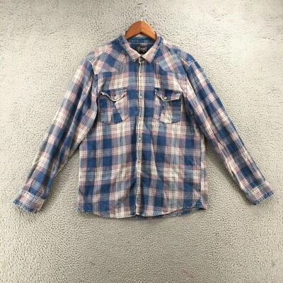 Retrofit Button Up Shirt Mens L Multicolor Plaid Cotton Long Sleeve Collared - Image 1 of 4