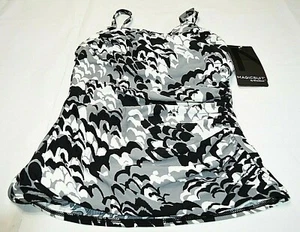 Magicsuit Schwimmen Tankini Oberteil Stretch Rüschen Spaghettiträger schwarz grau Größe 8 neu mit Etikett - Bild 1 von 4