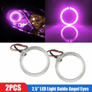 Pink Purple 2.5" LED Light Guide Angel Eyes Halo Ring for Car Headlight Retrofit - Foto 1 di 12