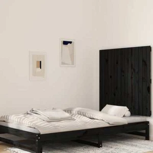 NNEVL Wall Headboard Black 95.5x3x90 cm Solid Wood Pine - Picture 1 of 8