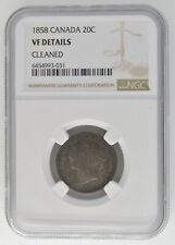 1858 Canada 20 Cent .925 Silver Coin Certified NGC VF Details KM#4 Victoria