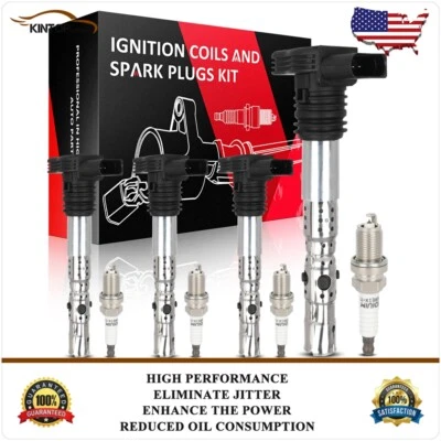 Kit de 4 bobinas de encendido y bujías de iridio para Volkswagen Beetle 2000-2005 1,8 L Foto 1 de 4