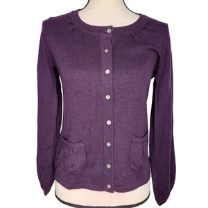 Kenar Pullover kleine L/S Strickjacke Taschen lila Rundhals 100% Merinowolle - Bild 1 von 8