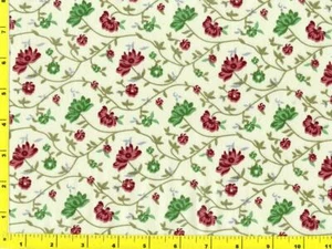 Burgunder & grüne Blumen mit Ranken auf cremeweiß Meterware CFLRED00125 - Bild 1 von 1