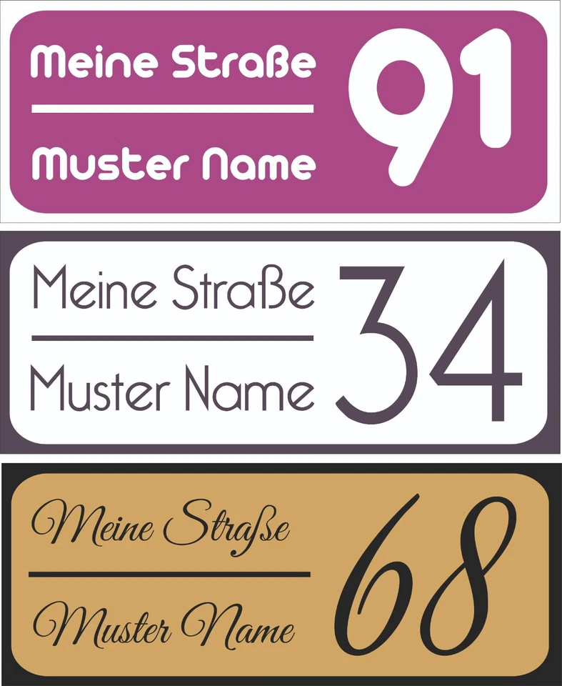 House Number Sign Plastic 12 13/32x4 29/32in Personalised Text New - Image 1 of 1