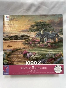 Ceaco Thomas Kinkade SEASIDE COTTAGE 1000 Pc Puzzle Complete Spring Flowers - Picture 1 of 6