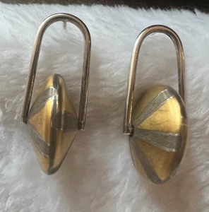 ELIZABETH GARVIN Modernist Kinetic .925/18K Dangle Earrings 1 1/4” X 1/2” - Picture 1 of 5