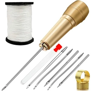 Punzon de cobre con aguja de Gancho para reparacion de zapatos hilo de coser - Foto 1 di 9