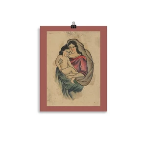 Christian Religious Art –Vintage Madonna and Child Tattoo Design Poster - Picture 1 of 5